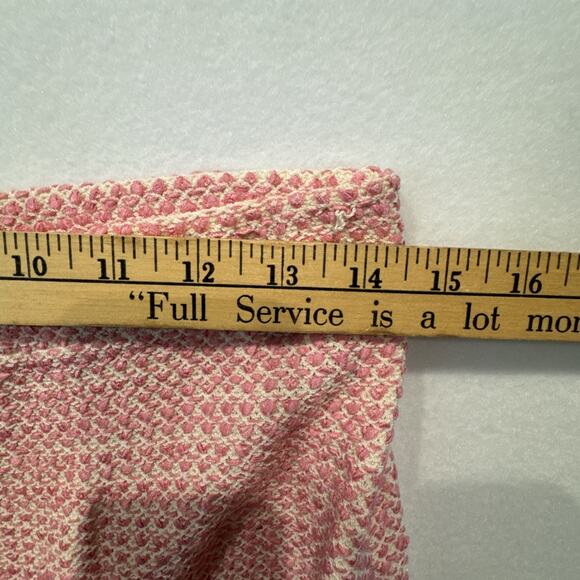 St John Collection Boucle Knit Suit Pink Size 10 Fringed - Picture 8 of 10